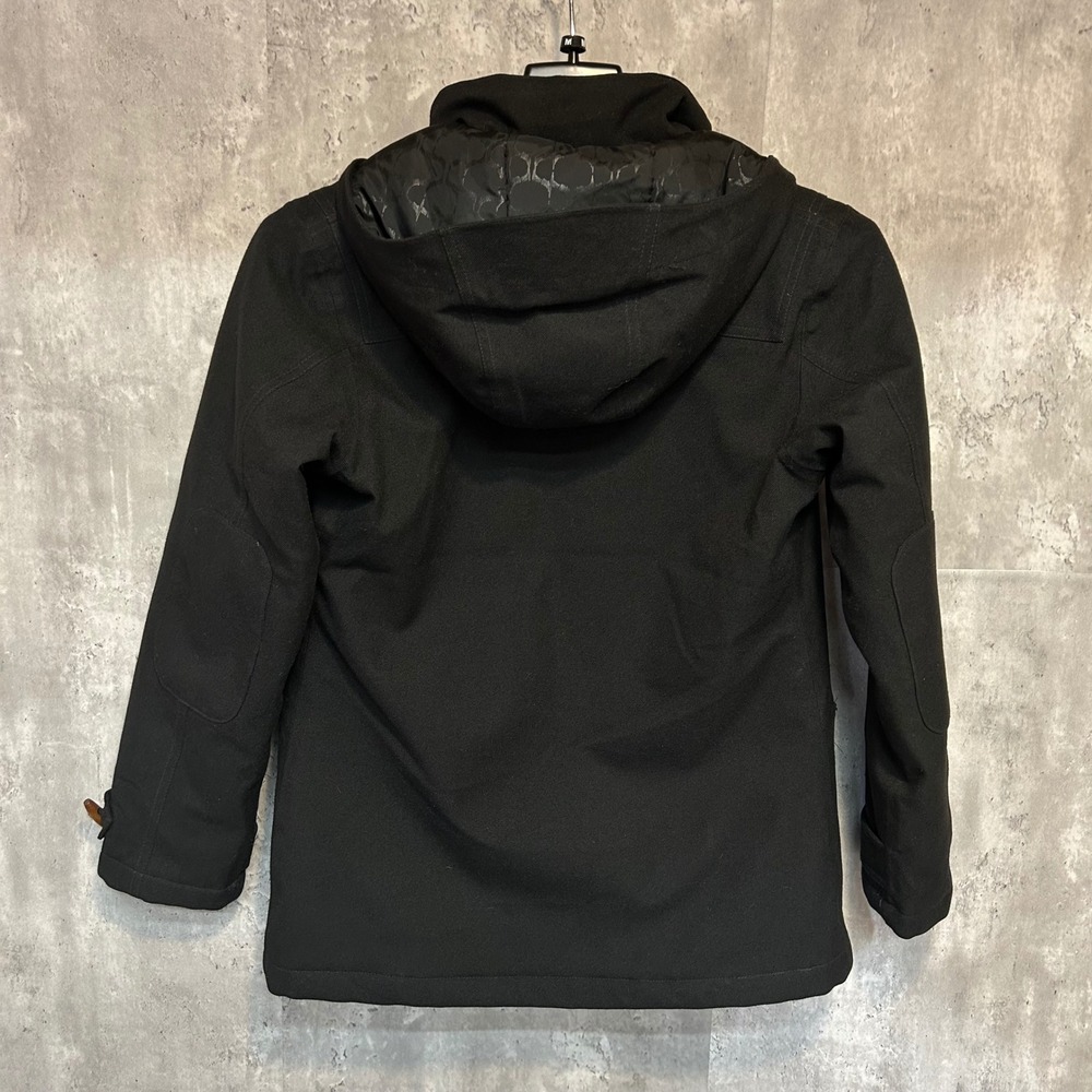 Merrell Opti-Shell Hooded Duffle Coat Black Toggle Parka Jacket Women's XS READ - Picture 2 of 14